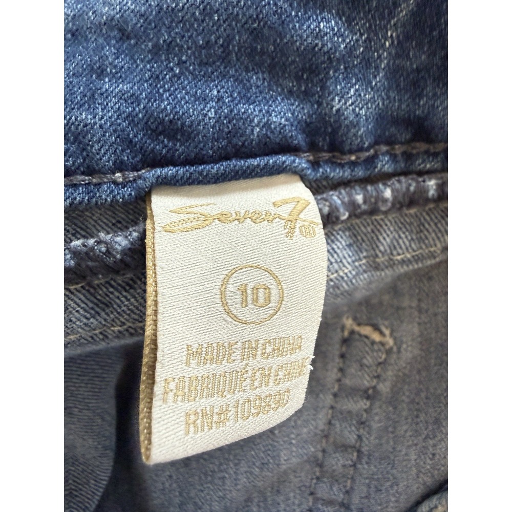 Seven7 Women's Blue Denim Shorts Embroidered Side Tape Light Wash Size 10 - Picture 7 of 11